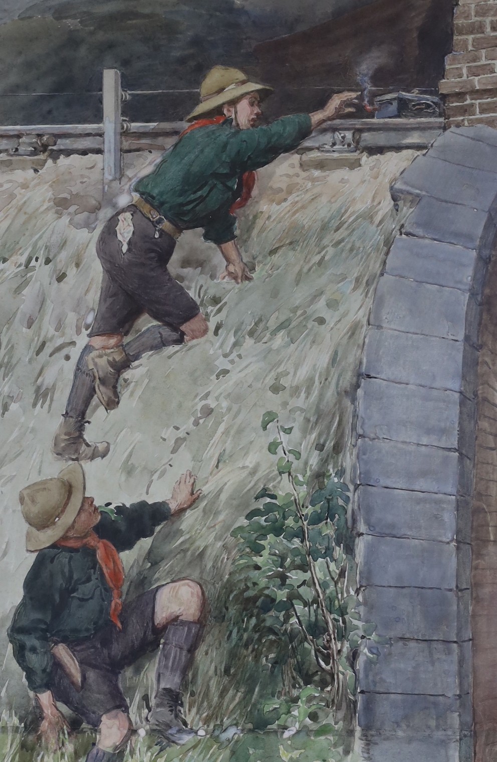 Original Artwork - William Rainey RI, RBA,ROI (1852-1936) - A set of six coloured illustrations for Stubbs and I, by Frank Fortune, signed, 28 x 19cms., framed, together with a copy of the book, [1915], (7)